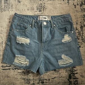 Fashion Nova Light Blue Ripped Jean Shorts
